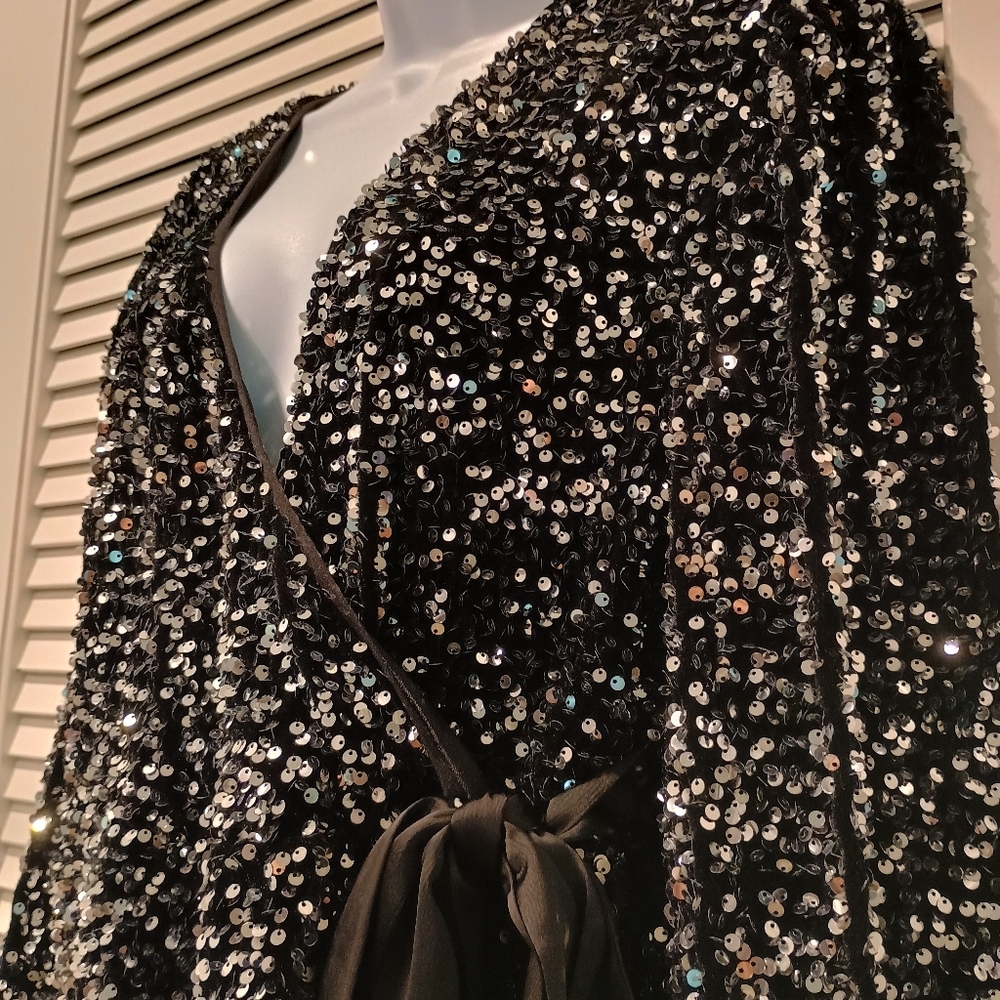 NWT Extro&Vert Sparkling Black Sequin Romper Shorts Size XXL - Picture 5 of 14